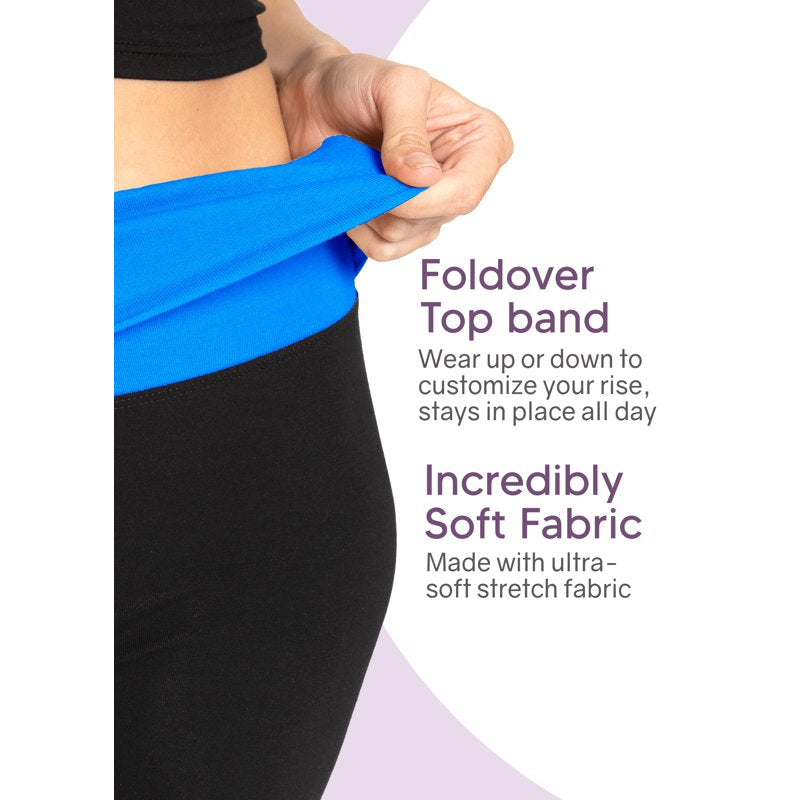 Women's Foldover Yoga Pants - Comfortable Stretchable Lounge & Workout Wear