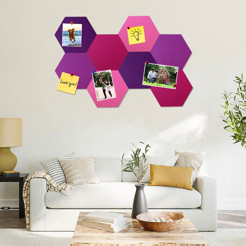 Hexagon Felt Bulletin Board Tiles - Self-Adhesive Wall Organizer for Home Office & Classroom