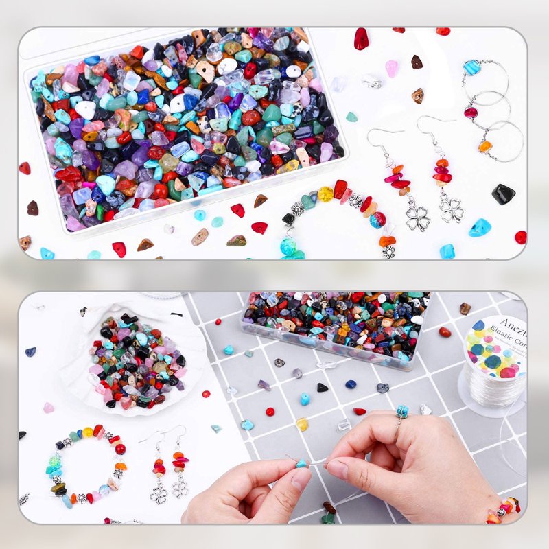 Natural Gemstone Beads 1200pcs Multi-Color Irregular Crushed Crystal Chips for Jewelry DIY Crafts