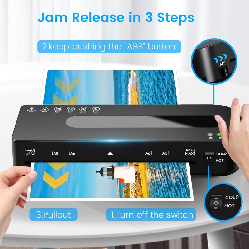 A4 Laminator Machine Hot & Cold Dual Function with 10 Laminating Sheets - Compact Office & Home Use