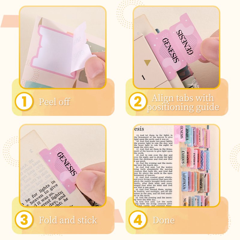 Bible Tabs for Women, 66 Large Print Laminated Index Tabs & 39 Blank Dividers