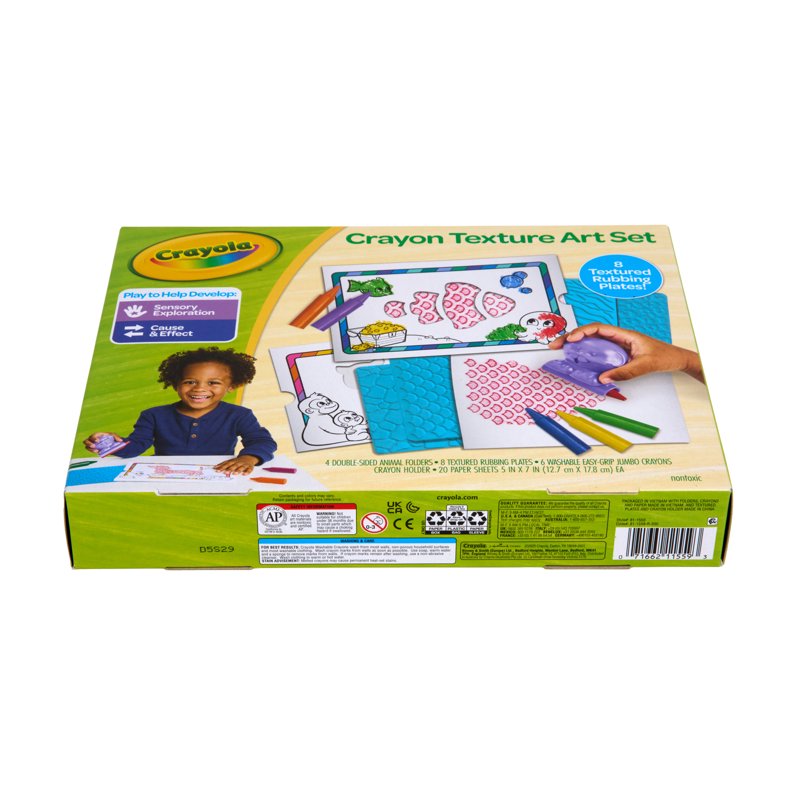 Kids Texture Art Kit with Jumbo Crayons & Rubbing Plates - Toddler Creative Set