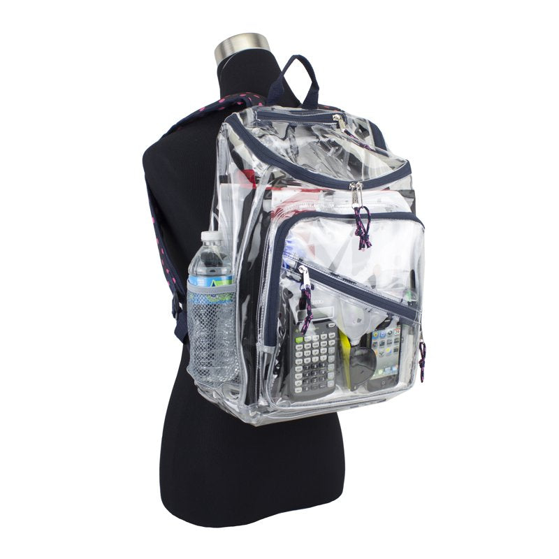Unisex Clear Top Loader Backpack with Polka Dots - Stylish & Durable School Bag