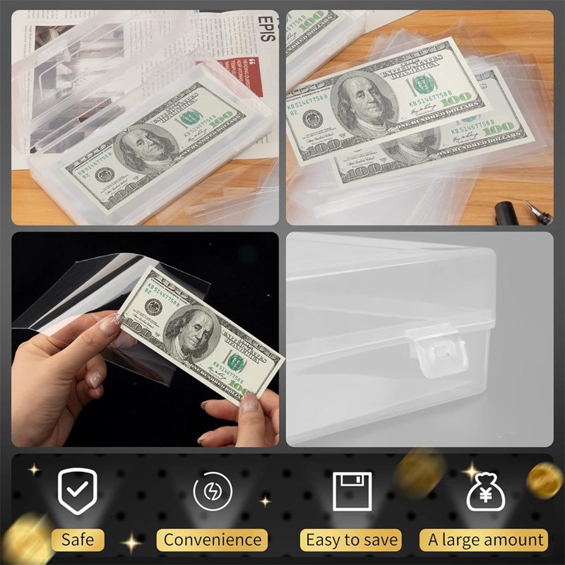 Clear Paper Money Holders 100 Pcs Cash Storage Sleeves for Currency Collection