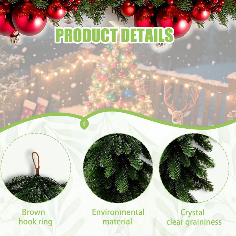 Artificial Pine Needle Wall Garland, 26-Inch Indoor Outdoor Holiday Decor