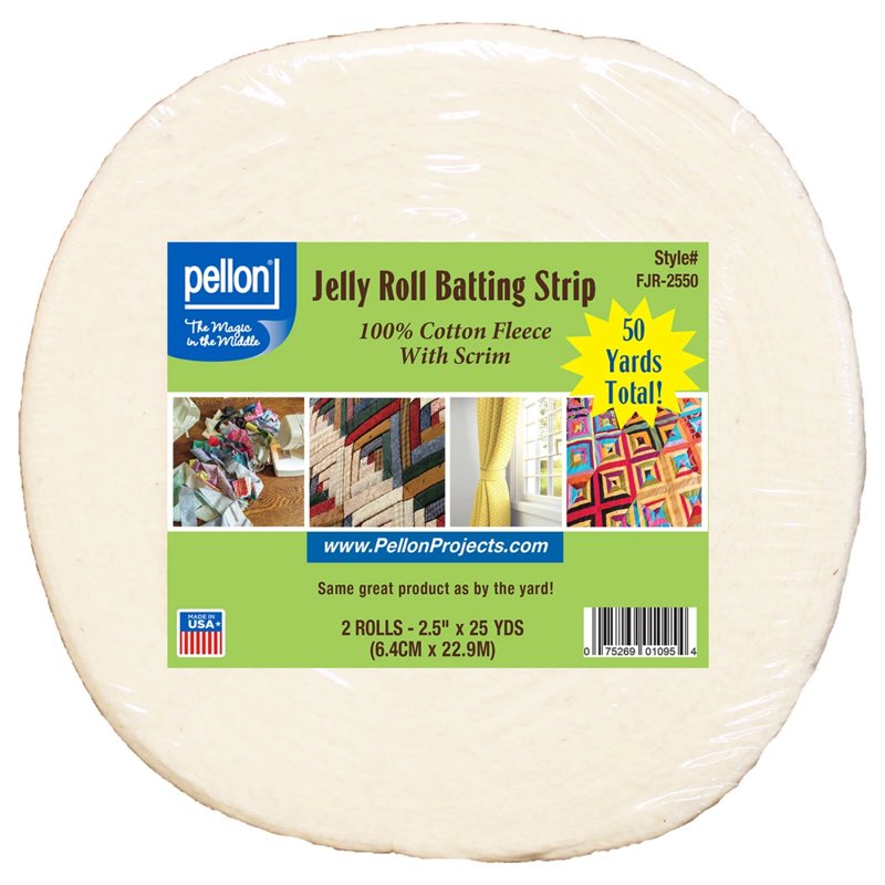 Cotton Batting Jelly Roll 2.5in x 50yds for Quilting and Crafts
