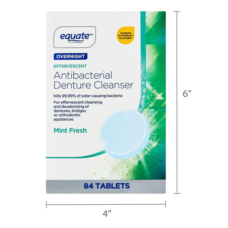 Effervescent Denture Cleanser Tablets - Mint Fresh 84 Count, Multipack