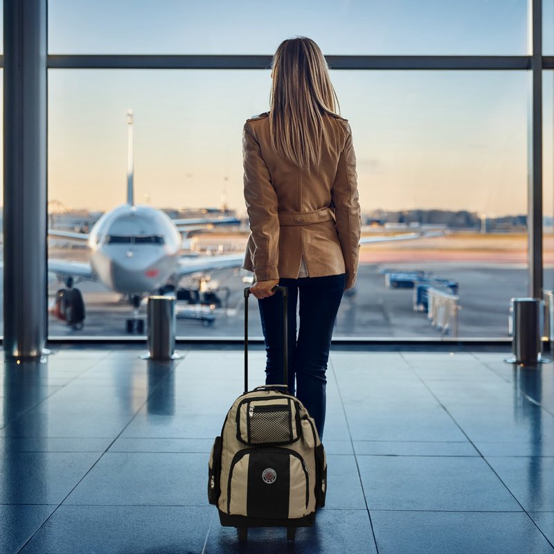 22-Inch Airline Approved Rolling Backpack with Multiple Compartments and Convertible Design