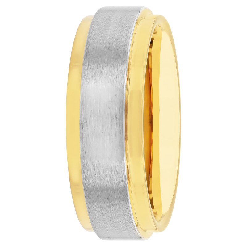 Men's Two-Tone Tungsten Wedding Ring Satin Step Edge Durable Band