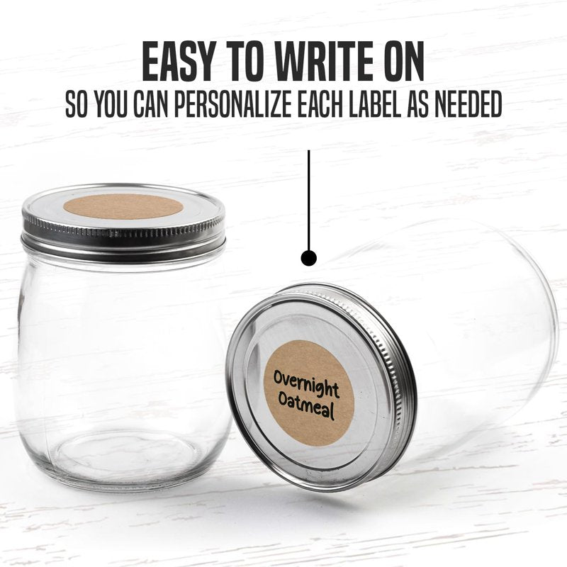 Dissolvable Canning Labels - 200 Kraft Paper Jar Labels - Water-Safe Adhesive