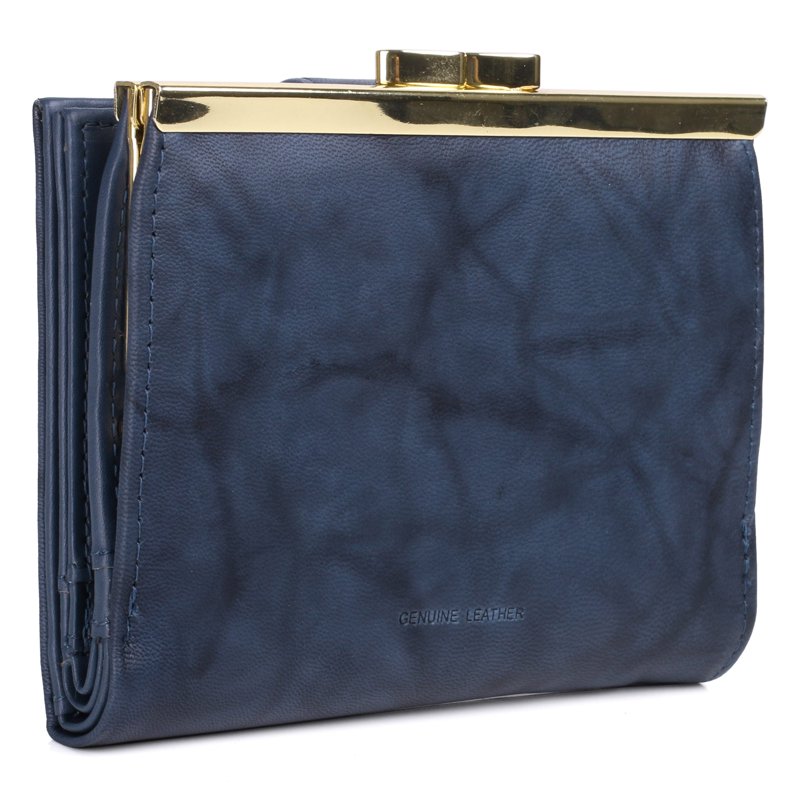 Women's Leather Cardholder Wallet with Multiple Card Slots - Navy & Brown Variants