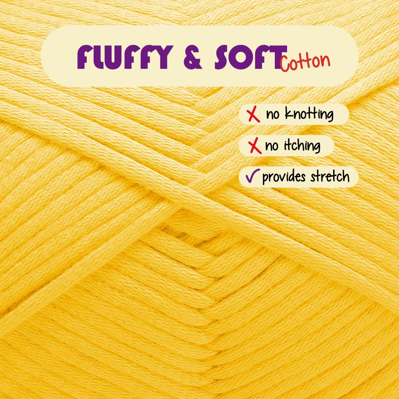 Crochet & Knitting Yarn - Cotton Nylon Blend, Worsted Weight, 1200 Yards, Beginner Friendly