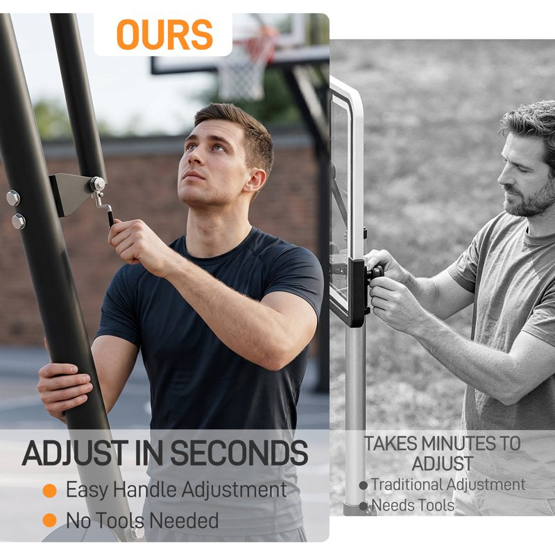 Portable Basketball Hoop with Adjustable Height 4.5-10FT, 54-Inch Backboard, Sandbag Stability