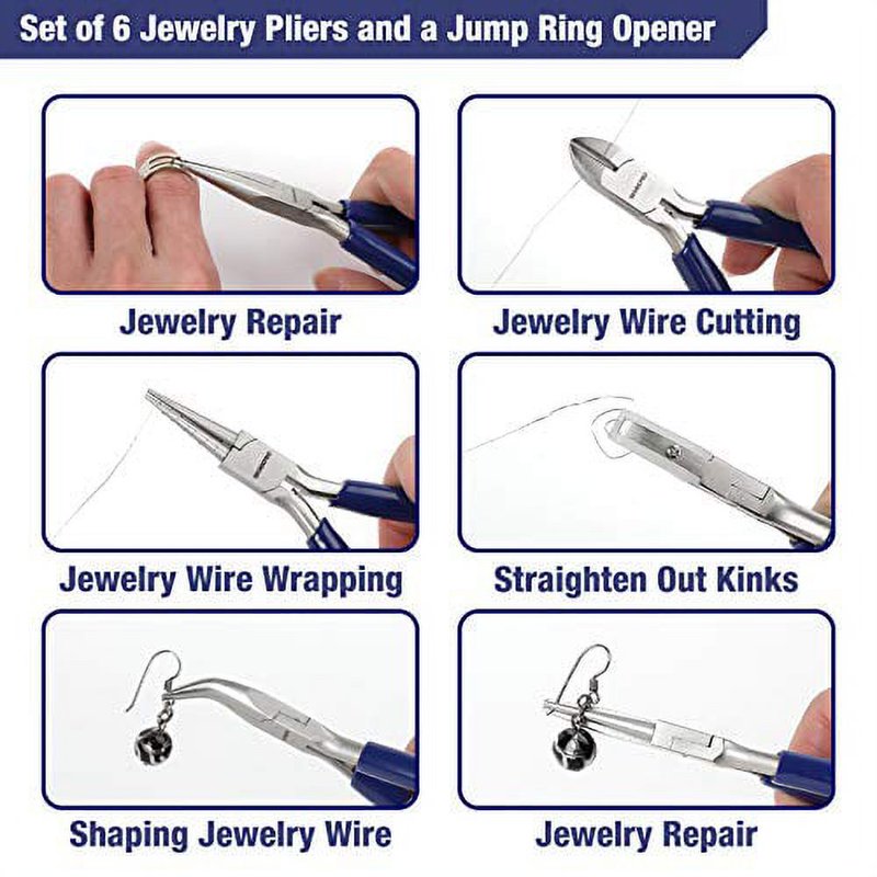 Jewelry Pliers Set - 7-Piece Jewelry Making Tools with Carrying Pouch