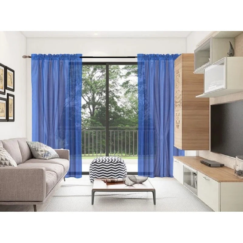 Semi-Sheer Faux Silk Window Curtains 2-Pack - Light Filtering & Privacy