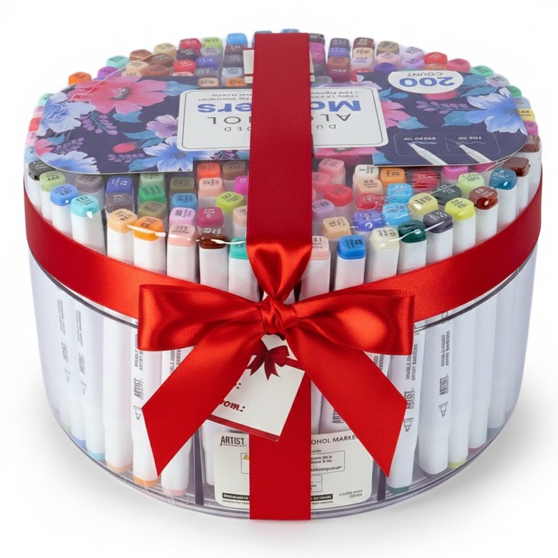 Artist Concepts Dual-Ended Alcohol Markers Set with Case - 200 Multicolor Pens