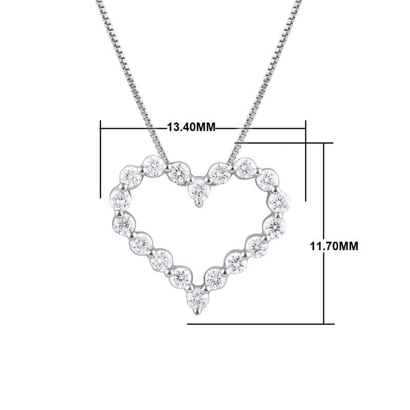 Lab Grown Diamond Heart Pendant Necklace for Women in Silver 1/4 Ct - 18"