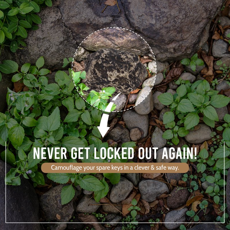 Fake Rock Hide-a-Spare Key - Weatherproof Garden Key Hider for Outdoor Security