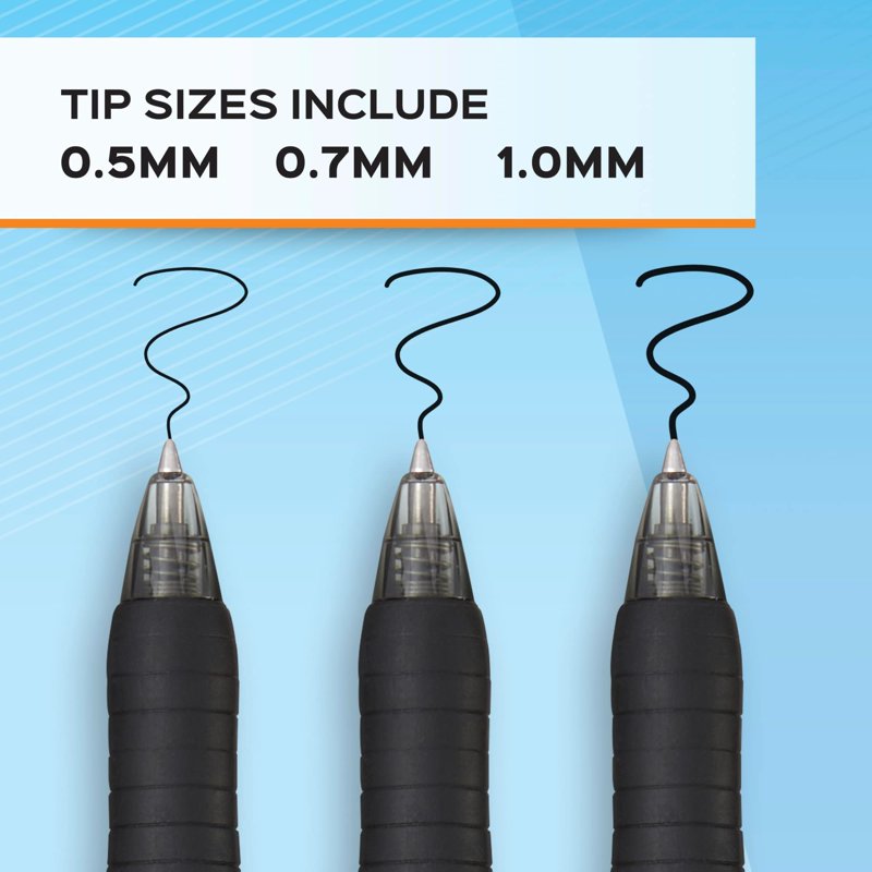 Gel Pens 0.7mm Black Retractable Pen Pack of 36 - Smooth Writing