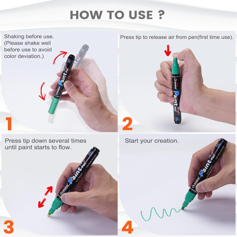 Water-Based Permanent Paint Markers Set - White & Black, Quick Dry, Waterproof, Medium Tip