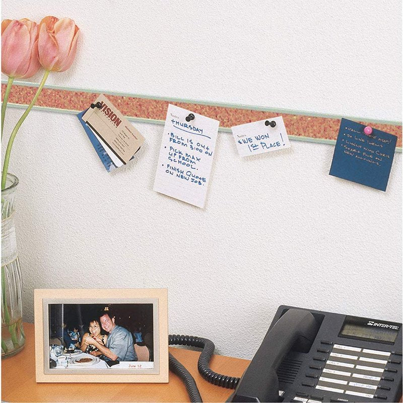 Bulletin Bar with Cork Surface and Aluminum Frame - Multiple Lengths