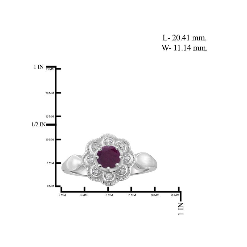 Sterling Silver Ruby Birthstone Ring with White Diamond Accents – Hypoallergenic Jewelry