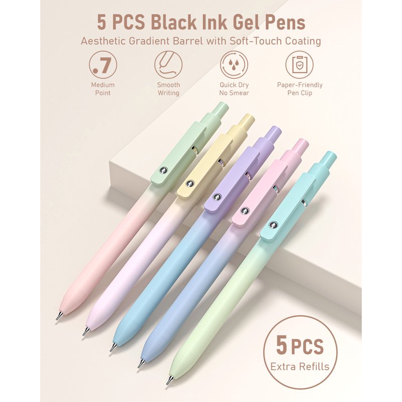 Four Candies Cream 39 PCS Cute Stationery Set with Pen Case – 5 Gel Pens, 12 Pastel Highlighters, 6 Mechanical Pencils
