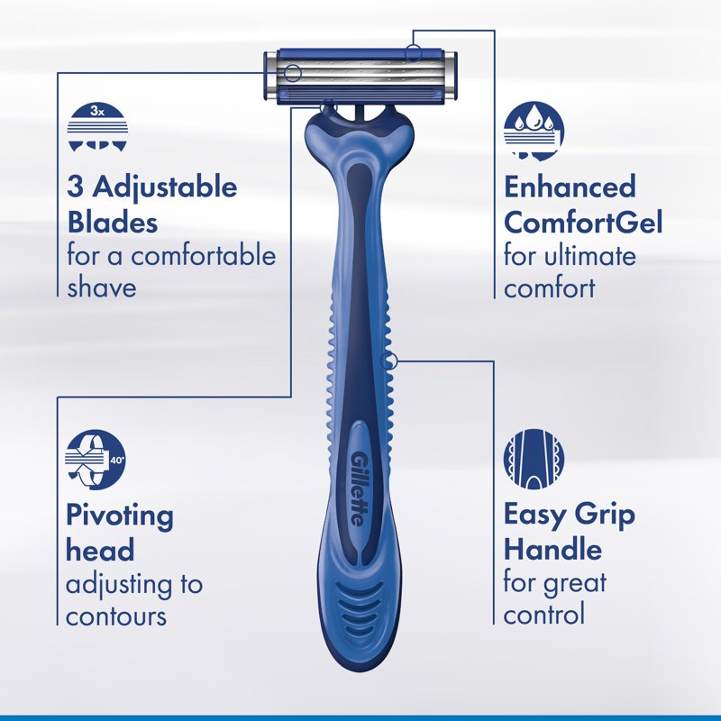 Men's Disposable Razor Set 8 Count - Comfortable Shave, Skin Sensing Blades