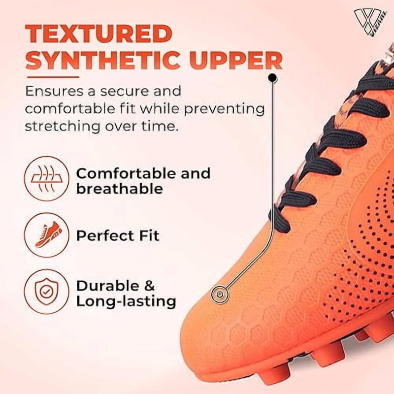 Vizari Stealth Firm Ground Kids Soccer Cleats - Orange/Black, Size 1