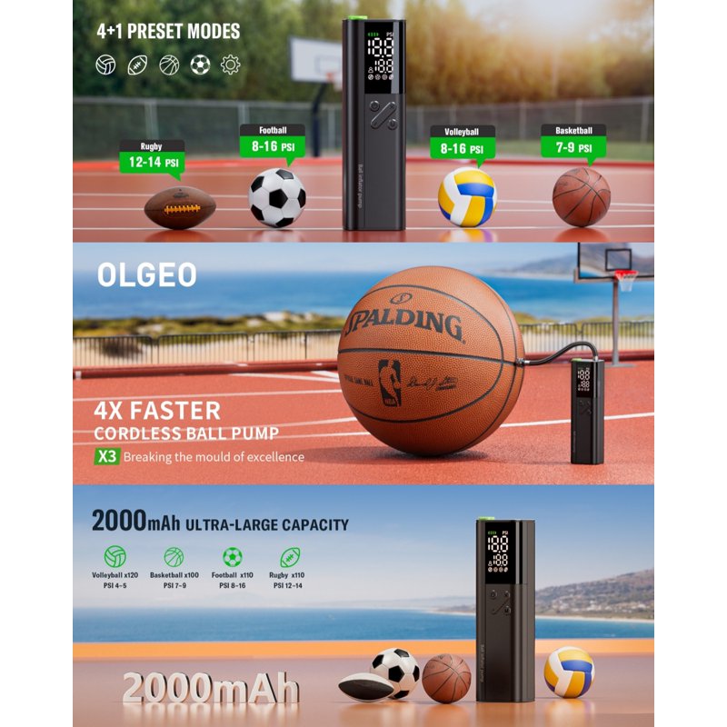 Electric Ball Pump with Gauge - Portable 18 PSI Automatic Sports Ball Inflator
