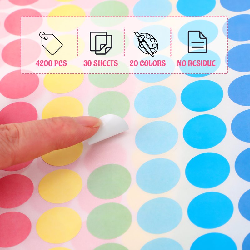 4200 Pcs Color Coding Dot Stickers - 3/4 Inch Round Labels for Organization & Inventory