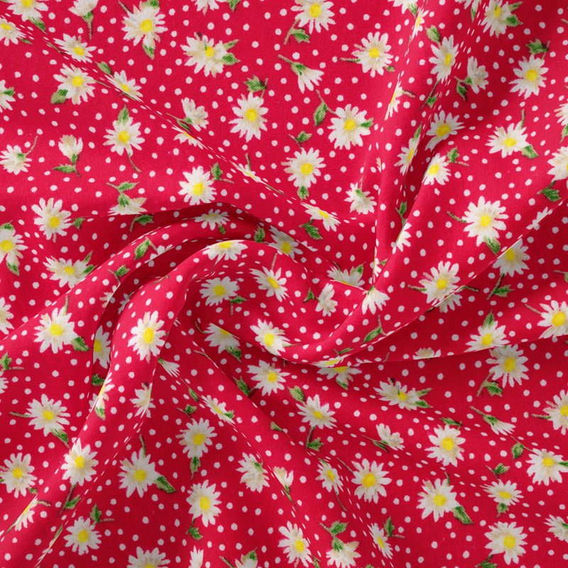 Cotton Fabric Daisies Red 44-Inch Wide 1 Yard for Quilting & Sewing