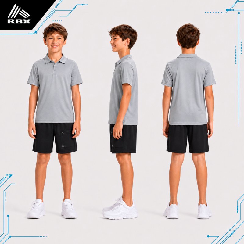 Boys Athletic Shorts and Polo Set - Moisture-Wicking Performance Outfit for Sports & Play
