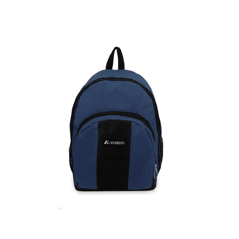 Unisex Travel Backpack with Front and Side Pockets - Navy Blue