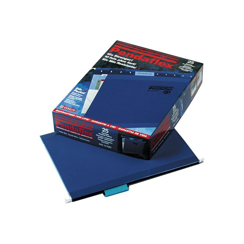 Reinforced Hanging File Folders Navy Letter Size 25-Pack with Tabs