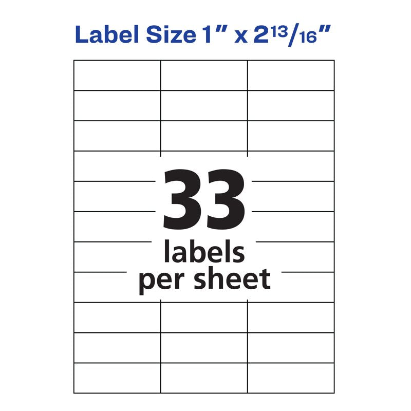 Address Labels for Copiers 1x2.81 Inches - 3300 White Permanent Paper Labels