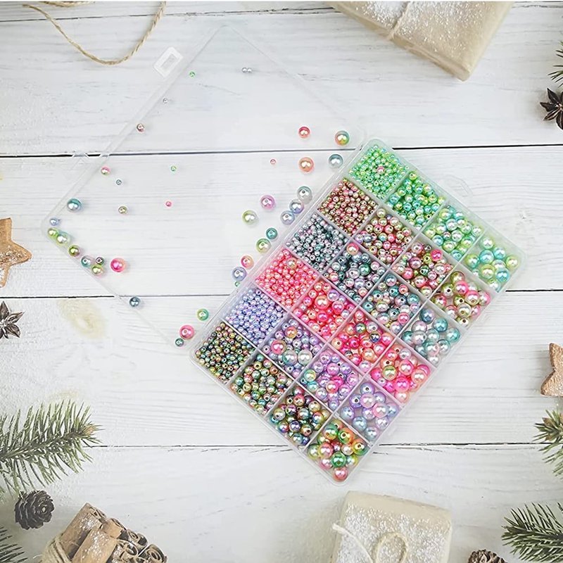 Pearl Beads for Jewelry Making - 1890pcs Gradient Color Round Beads Kit
