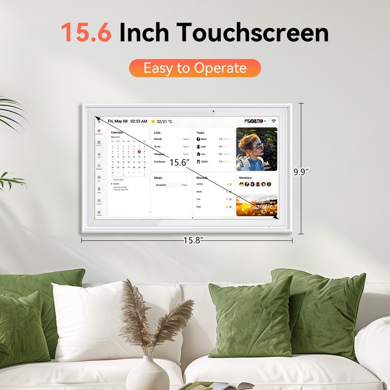 Digital Wall Calendar with Touchscreen and Photo Frame - 15.6 Inch Smart Family Planner