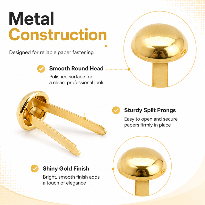 Metal Paper Fasteners for Crafts & Scrapbooking - 500 Pieces