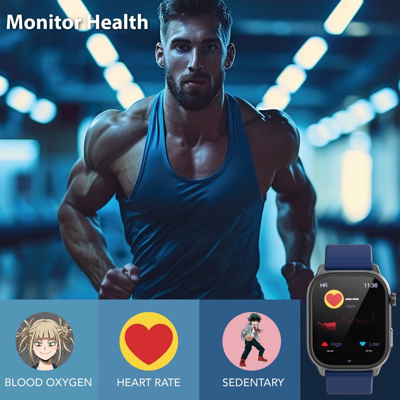 Digital Smart Watch for Adults 46mm with Interchangeable Silicone Straps - Bluetooth Call