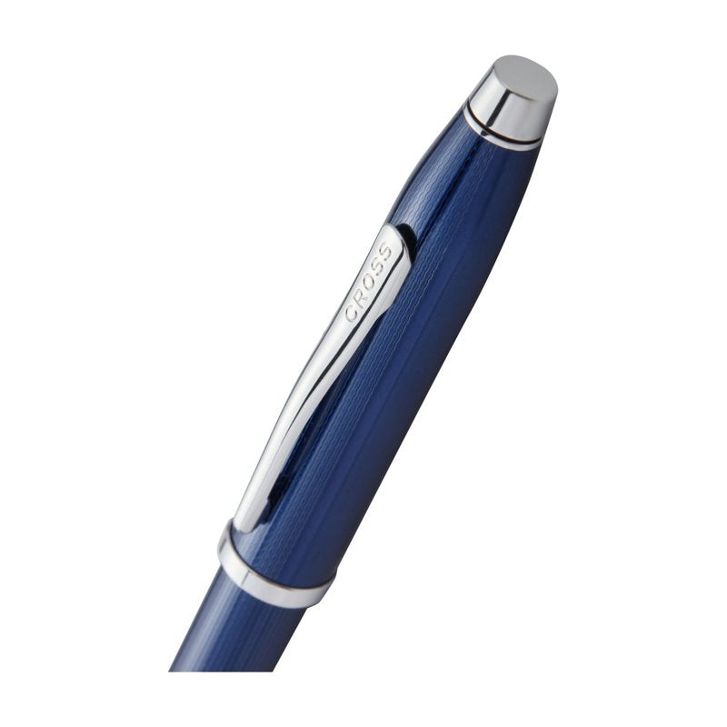 Cross Century II Polished Translucent Cobalt Blue Engraved Diamond Pattern Rollerball Pen