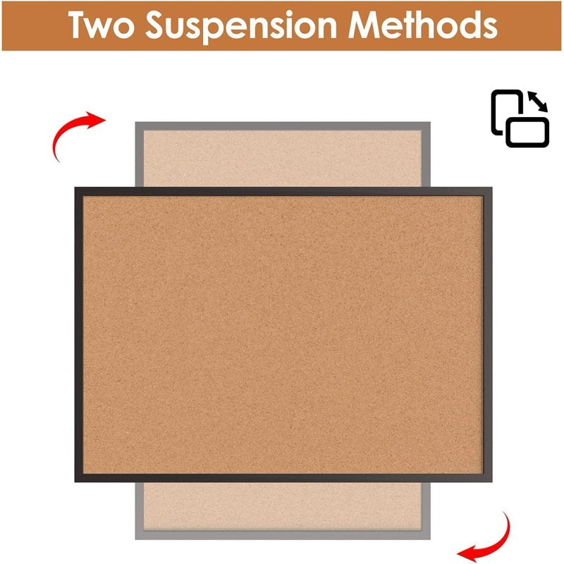 36x24 Inch Cork Bulletin Board with Wooden Frame Wall Decor for Office & Home