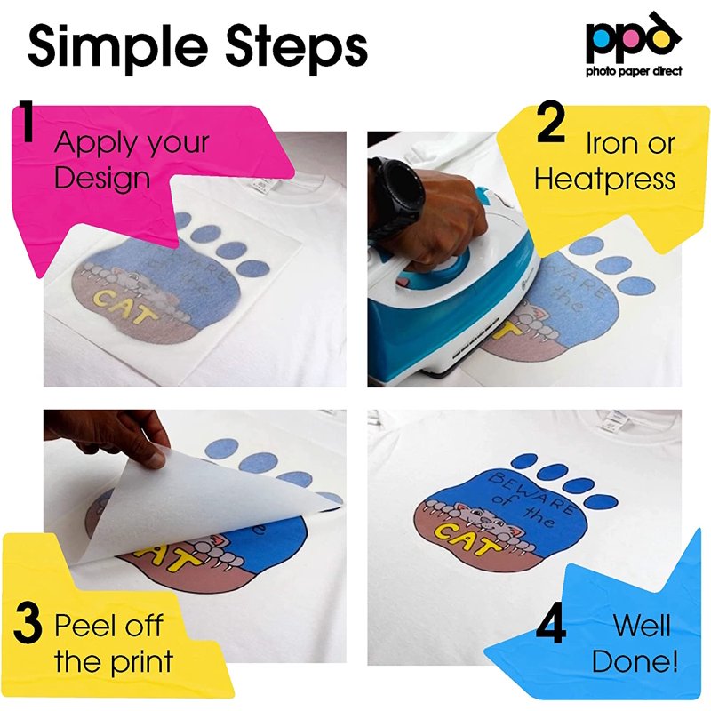 40 Sheets Printable Iron-On Transfer Paper for Fabric T-Shirts & Crafts