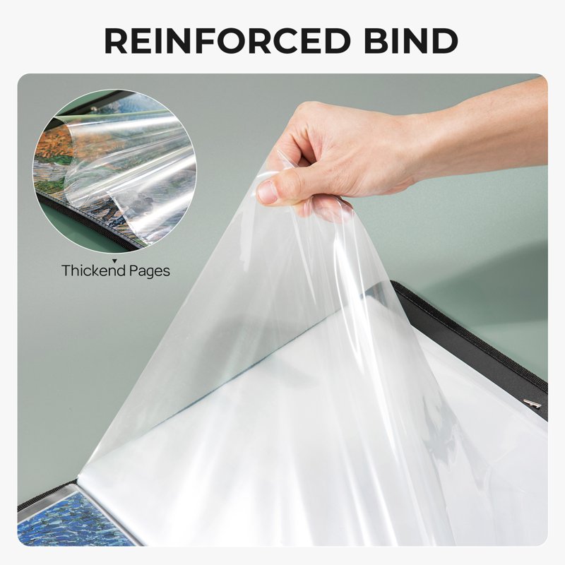 Large Art Portfolio Folder 11x17 with 30 Pockets Waterproof & Durable