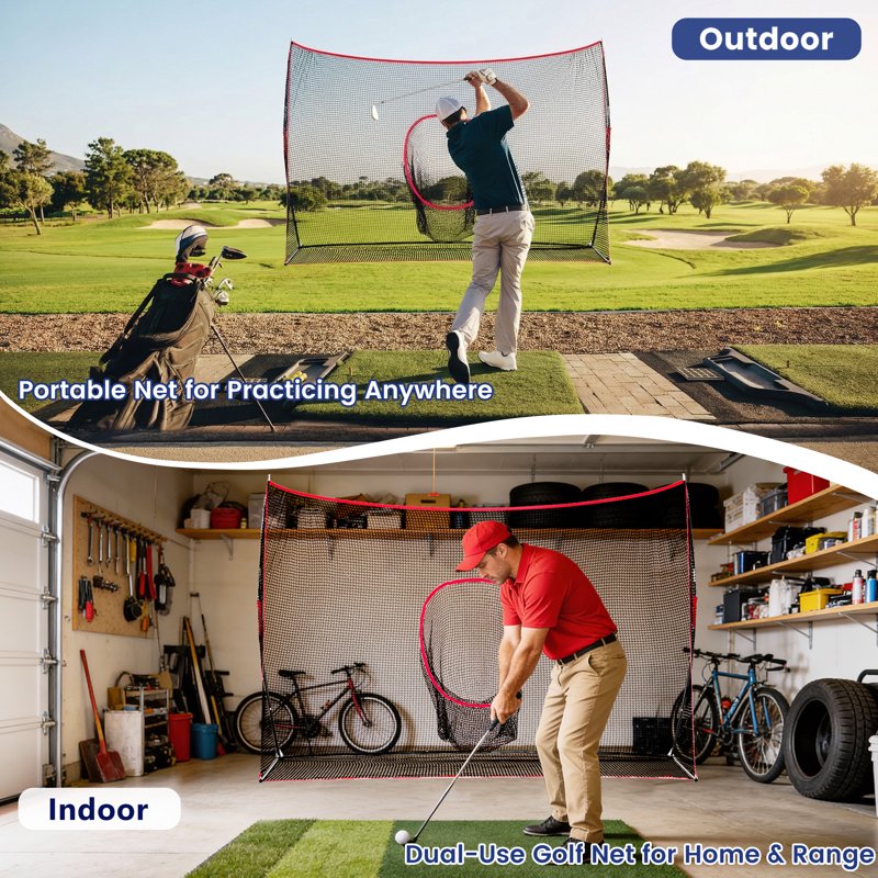 EDX 7x7 ft Golf Practice Net with Target Holes - Indoor Outdoor Training