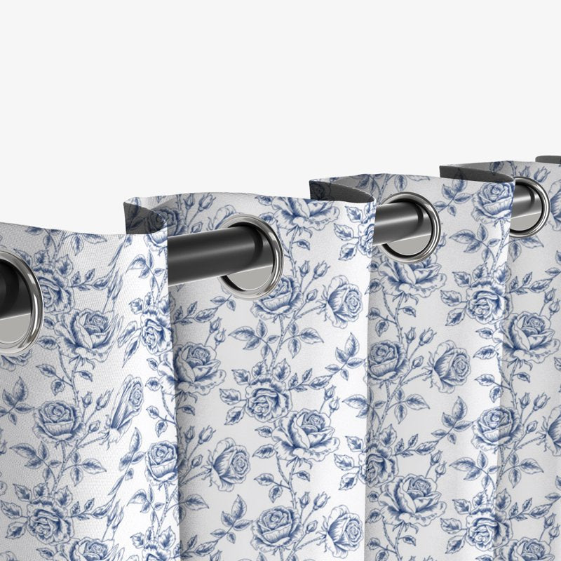 Blackout Floral Curtains with Grommets - Privacy Window Drapes for Living Room, 2 Panels