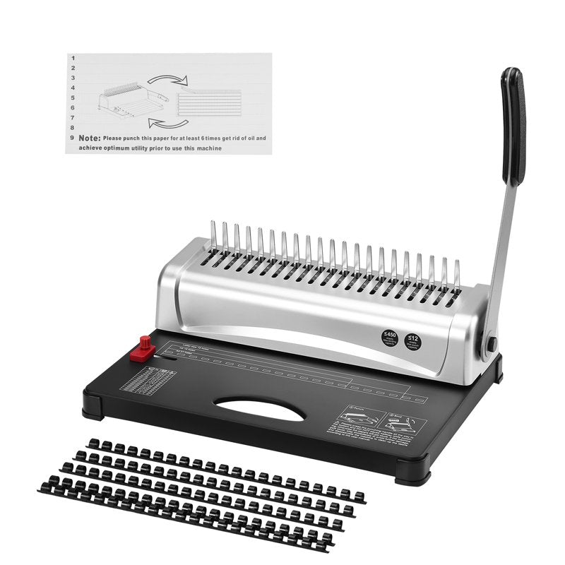 Comb Binder with 21 Holes, 450-Sheet Capacity, Includes 100 Spines - Compatible with Letter, A4, A5