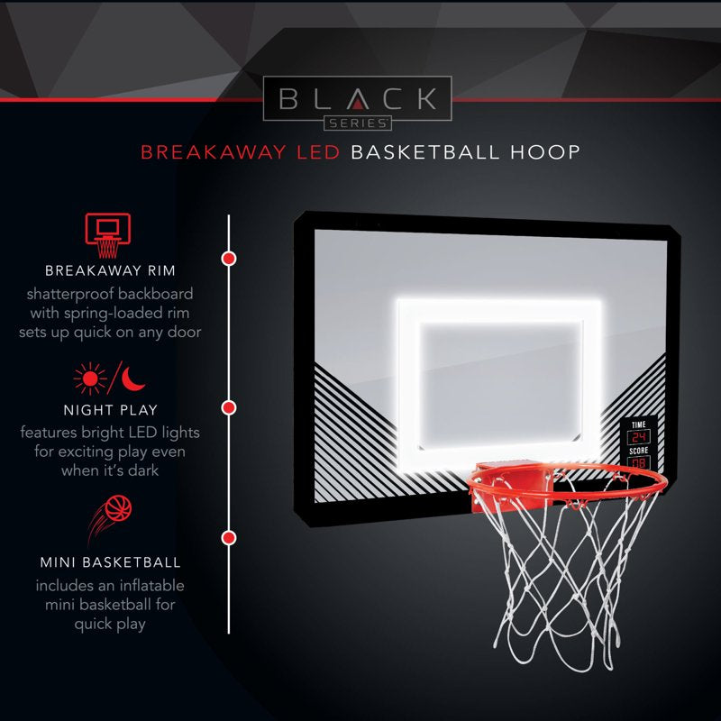 18 Inch LED Light-Up Basketball Hoop with Mini Ball - Indoor & Outdoor Play