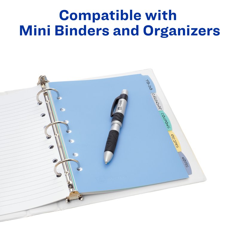 Write and Erase Mini Divider Set - 5-Tab Reusable Plastic Organizer