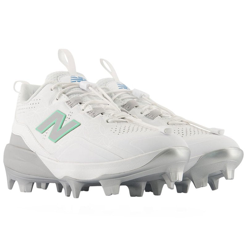 Youth Baseball Cleats White TPU Molded Spikes for Kids Performance